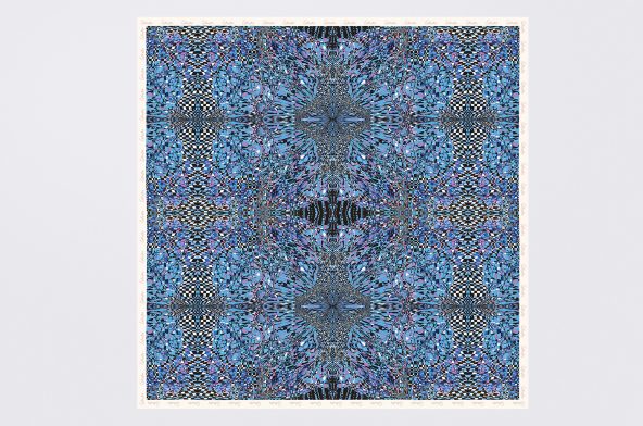 Scarf Pattern Blue Space Two - 2014,
65 x 180 cm,
Satin Silk, Print