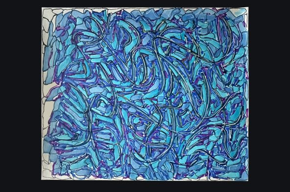 Draft-250 - 2016,
15 H x 18 W,
Colored markers,
paper, drawing