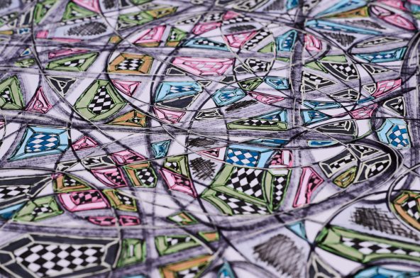 Mosaic - 2015,
50 H x 65 W,
Colored markers ,
paper, drawing