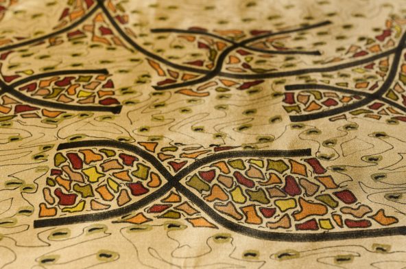 Qi Flow-Silk Road - 2011
50 H x 50 W
Colored markers,
silk, drawing