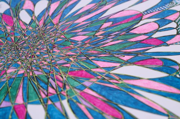 Wadi No-2 - 2013,
30 H x 42 W,
Colored markers,
paper, drawing