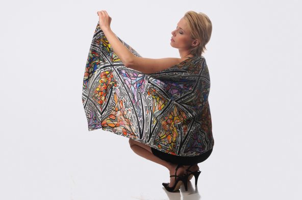 Magic Fields Scarf - 2014,
65 x 180 cm,
Satin Silk, Print